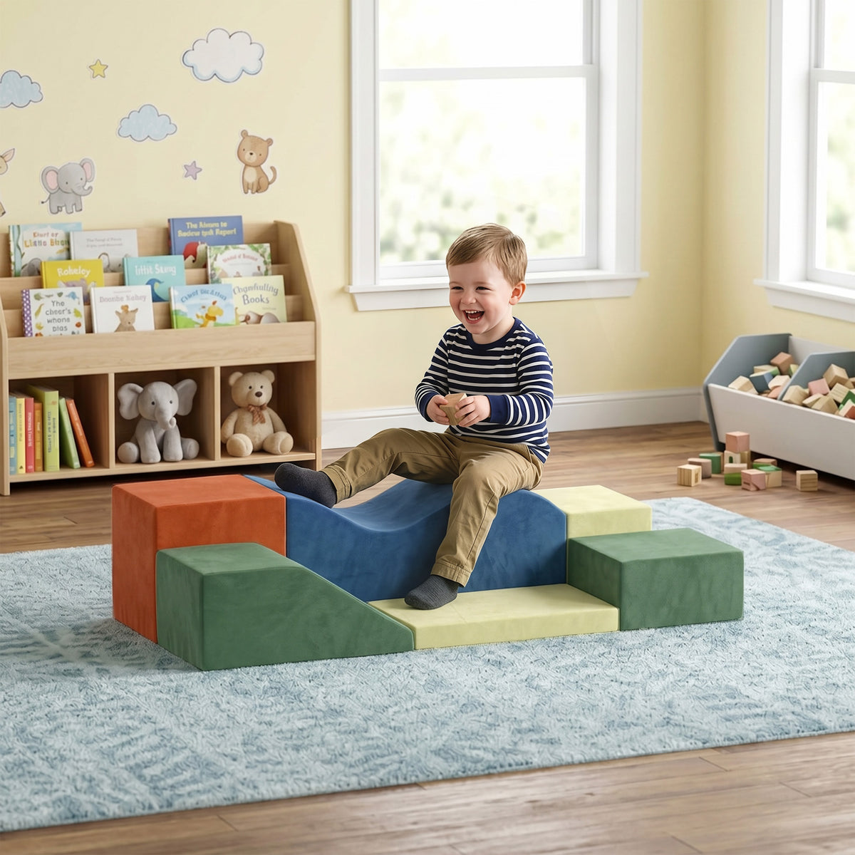 6 Piece Foam Soft Play Climbing Set with Non-Slip Bases - Multicolour
