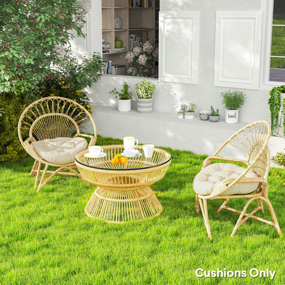 Outdoor Seat Cushions Set of 2, Tufted Round Chair Pads, Beige