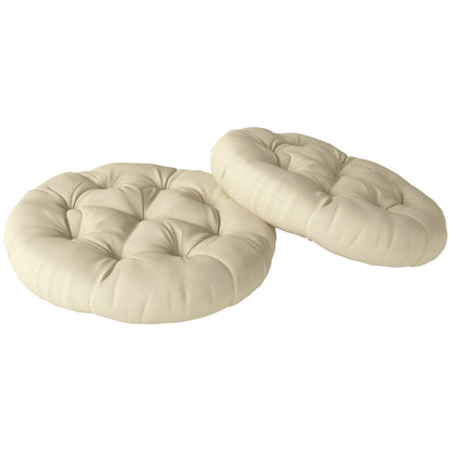 Outdoor Seat Cushions Set of 2, Tufted Round Chair Pads, Beige
