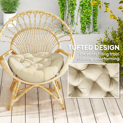 Outdoor Seat Cushions Set of 2, Tufted Round Chair Pads, Beige