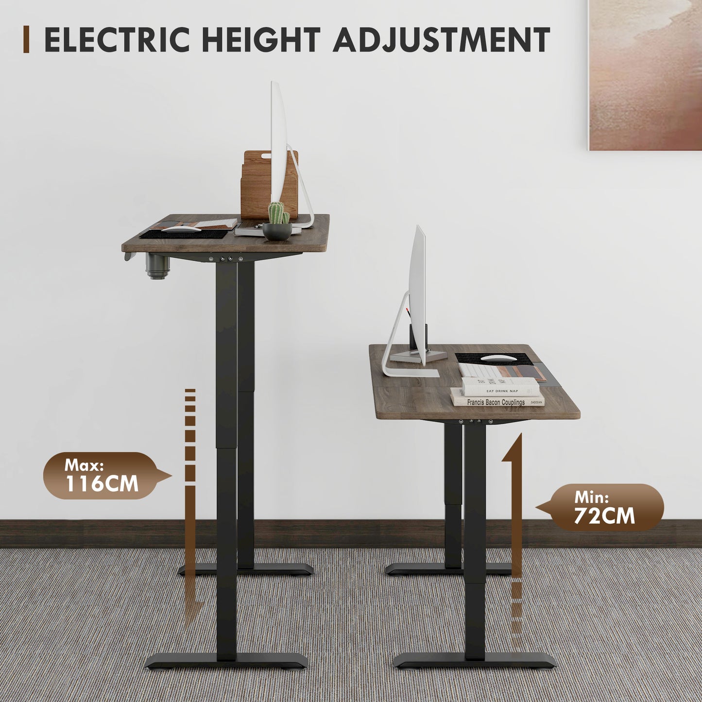 Height Adjustable Electric Standing Desk with 4 Automatic Memory Preset - 140cm x 70cm