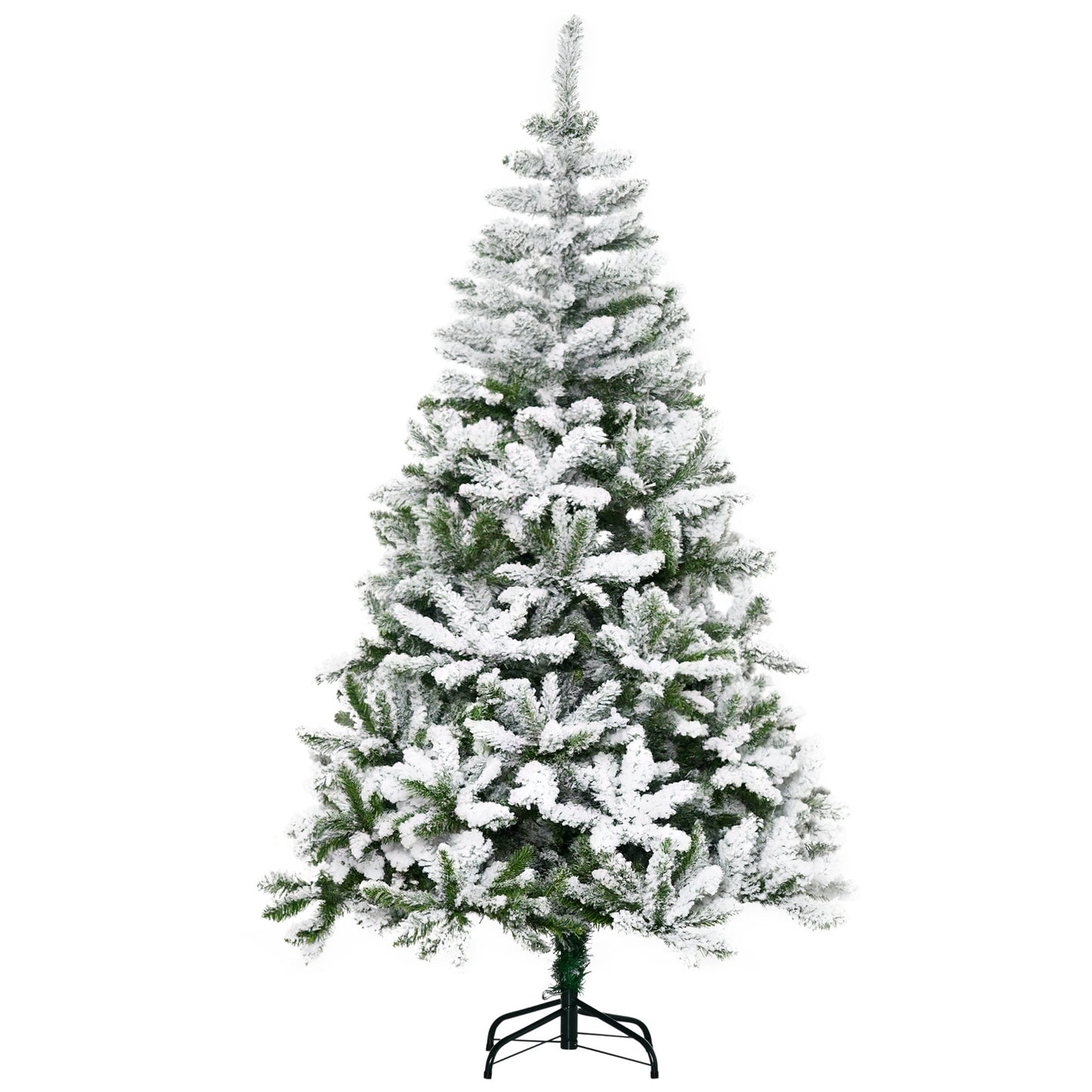 6ft Snow Flocked Artificial Christmas Tree w/ Realistic Branch Tips