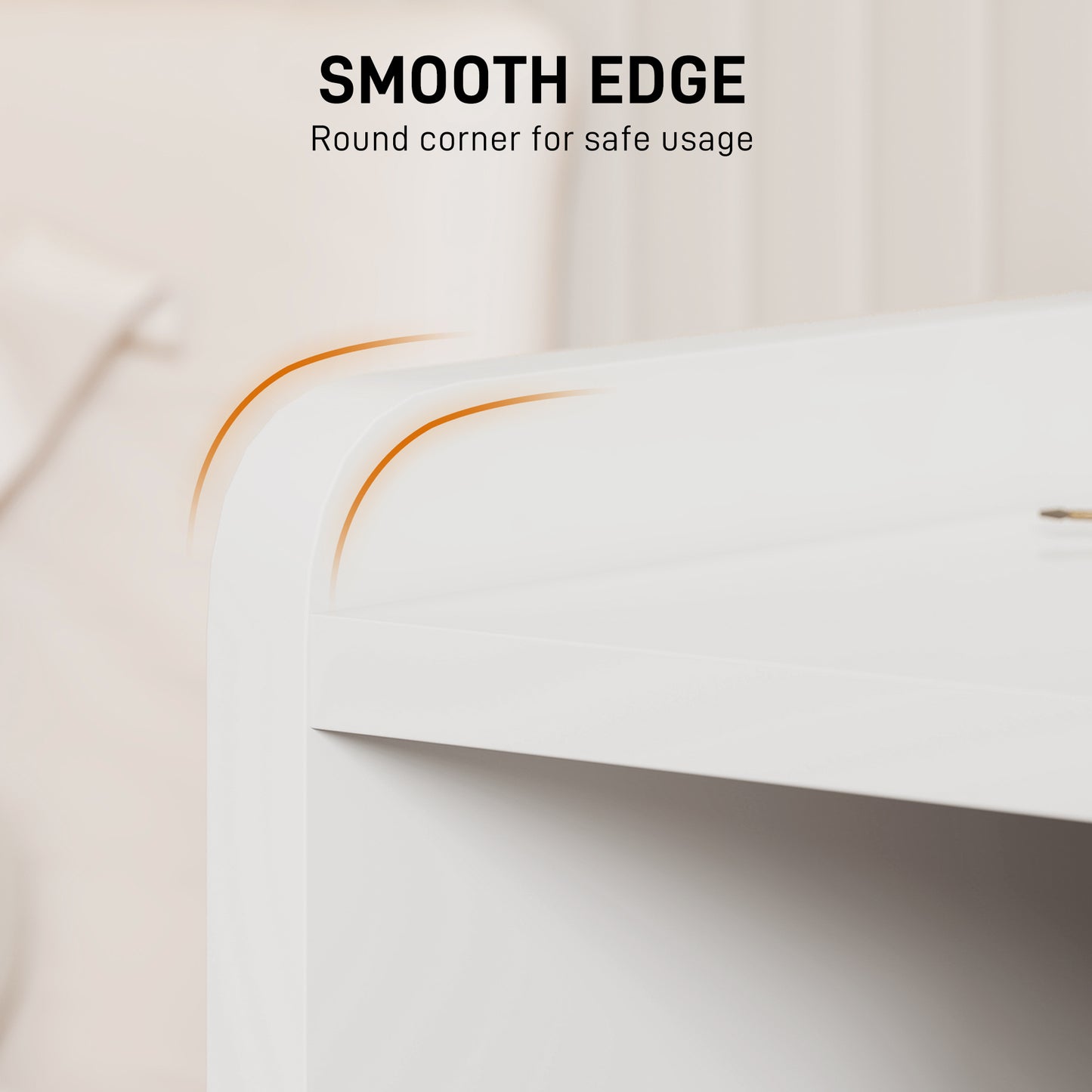 Modern Bedside Table with 2 Drawers and Open Shelves for Bedroom