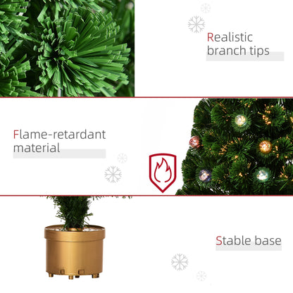 3ft Pre-Lit Fibre Optic Christmas Tree with Baubles, Star & Gold Pot