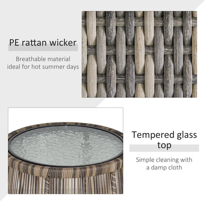 3 PCS Webbed PE Rattan Outdoor Patio Set w/ Cushions Steel Frame Grey