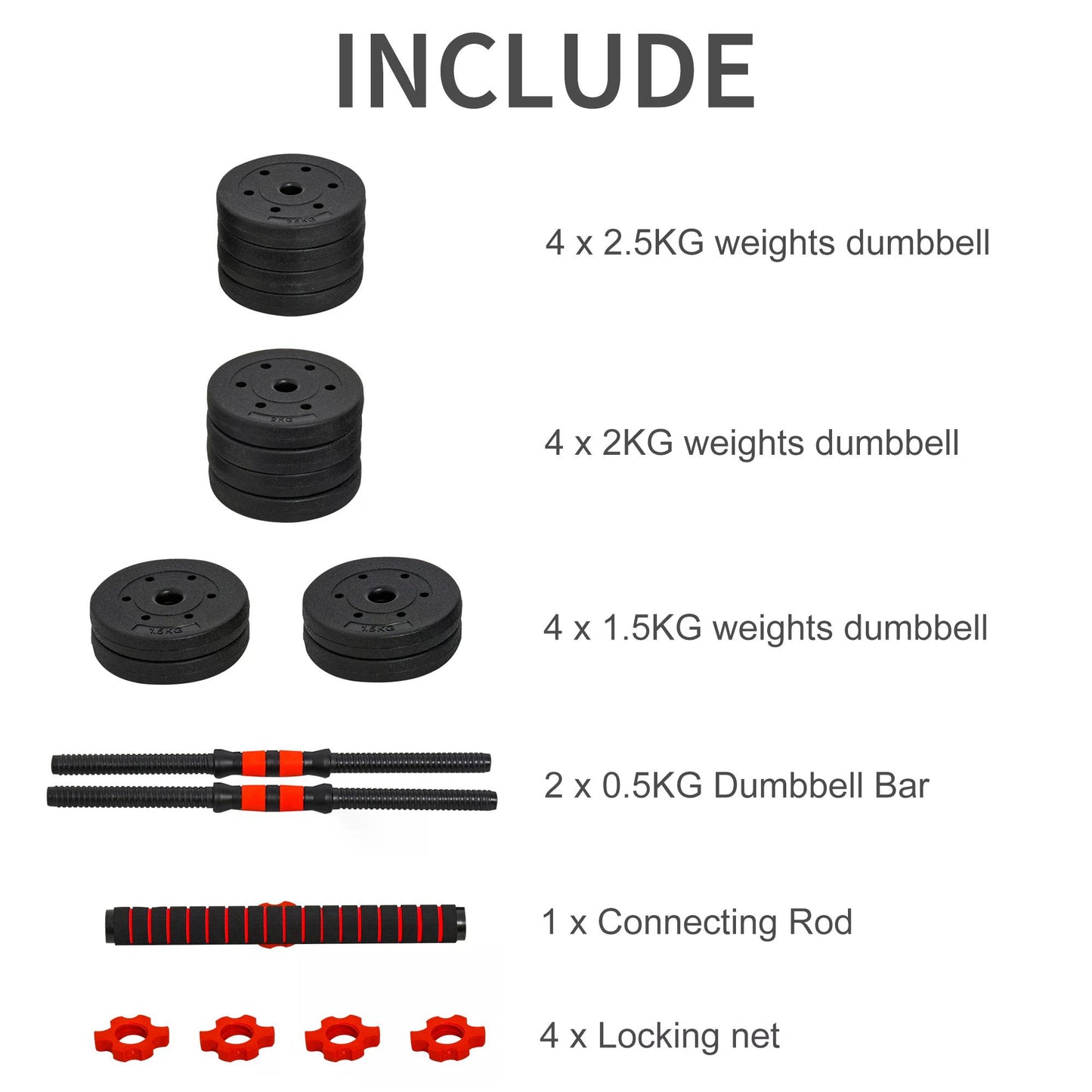 25kg 2 IN 1 Adjustable Dumbbells Weight Set, Dumbbell Hand Weight Barbell for Body Fitness, Lifting Training for Home, Gym, Black