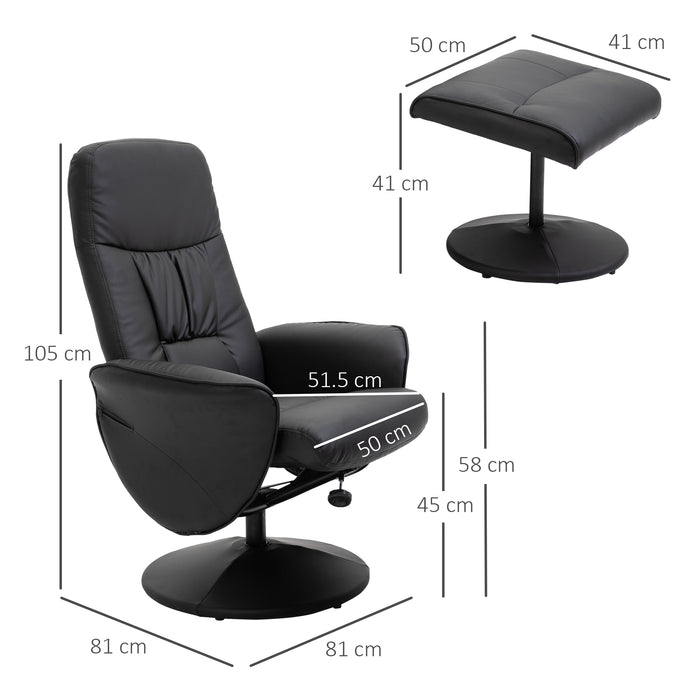 Executive Recliner Chair High Back and Footstool Armchair Lounge Seat Black