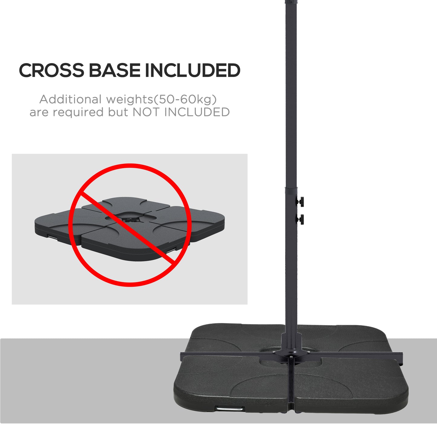 3x2m Cantilever Parasol with Cross Base, Banana Parasol with Crank Handle and 6 Ribs, Rectangular Hanging Patio Umbrella