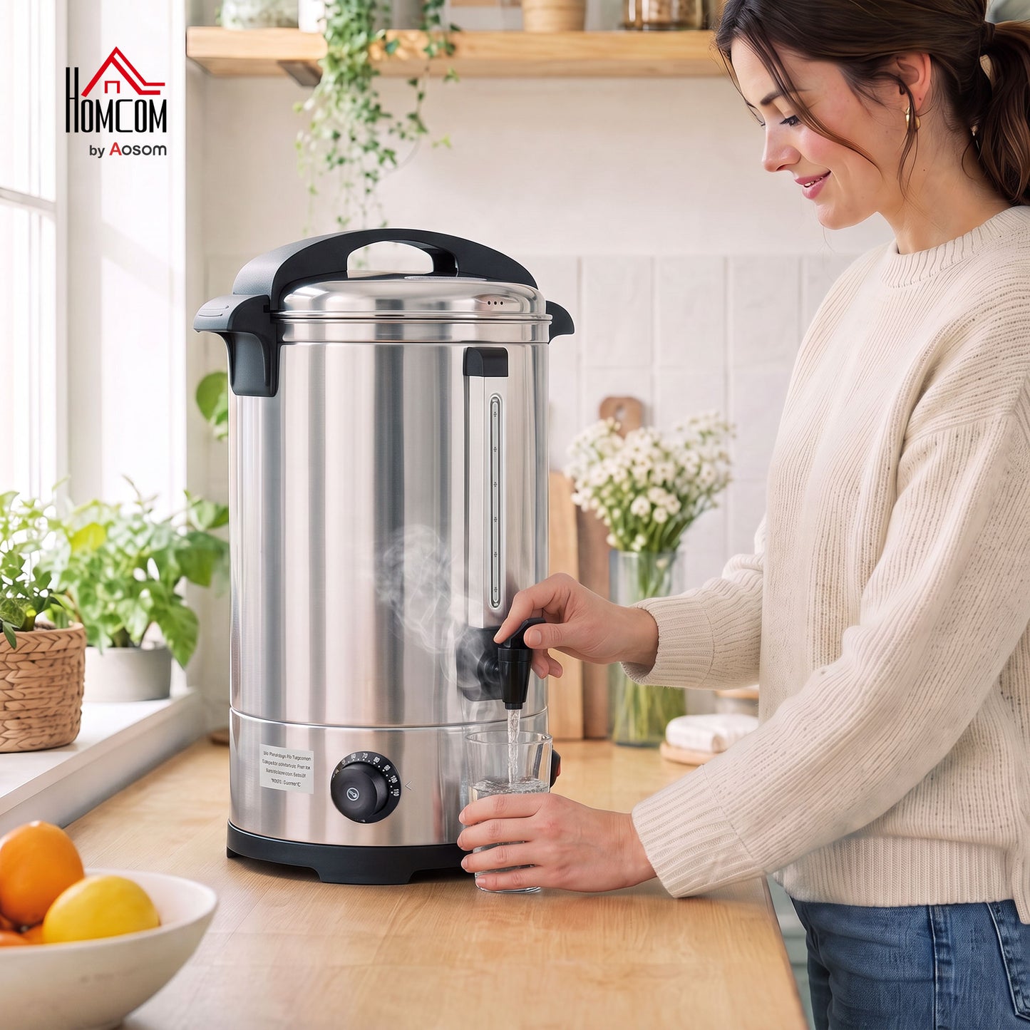 13L Catering Urn, 2500W Stainless Steel Tea Urn with Keep Warm