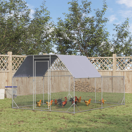 Chicken Run with Roof, Walk In Chicken Coop for 10-12 Chickens, Hen House Duck Pen Outdoor, 2.8 x 3.8 x 2 m