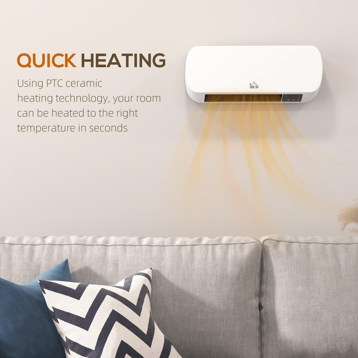 Wall Mounted Electric Heater with Timer Overheat Protection White