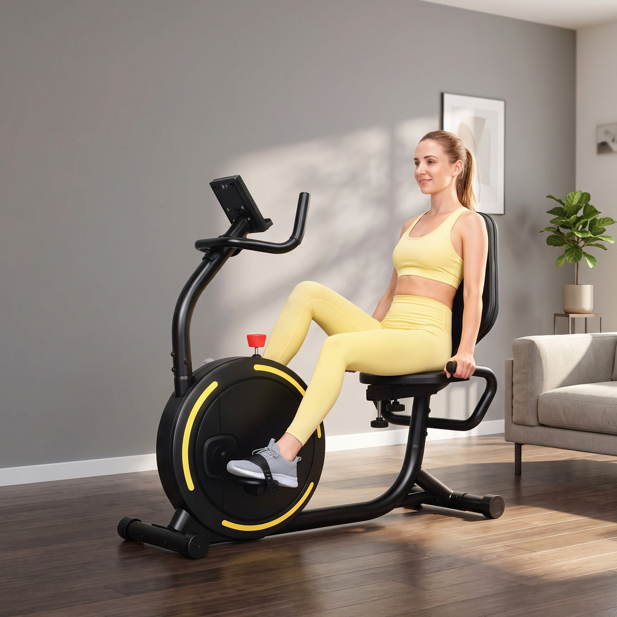 Magnetic Recumbent Exercise Bike with Bluetooth App Connectivity - Black