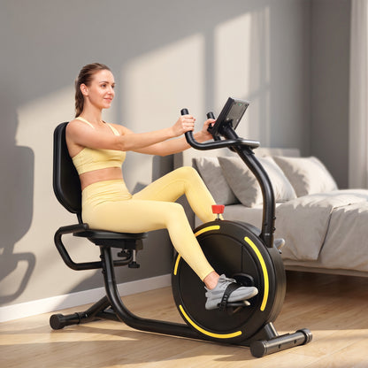 Magnetic Recumbent Exercise Bike with Bluetooth App Connectivity - Black