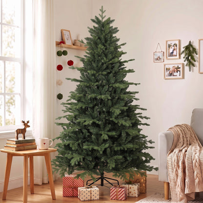 7 Ft Artificial Christmas Tree with Metal Base, Hinged Branches