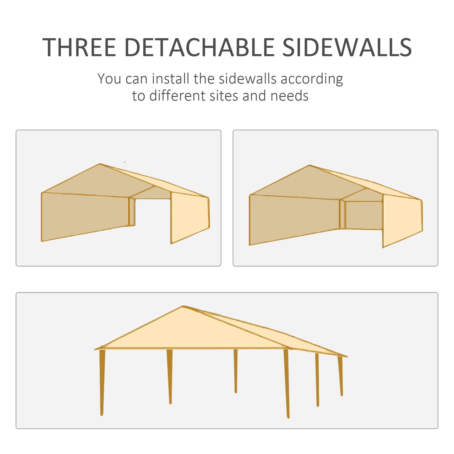 6 x 3 m Party Tent Gazebo Marquee Outdoor Patio Canopy Shelter with Windows and Side Panels, Grey