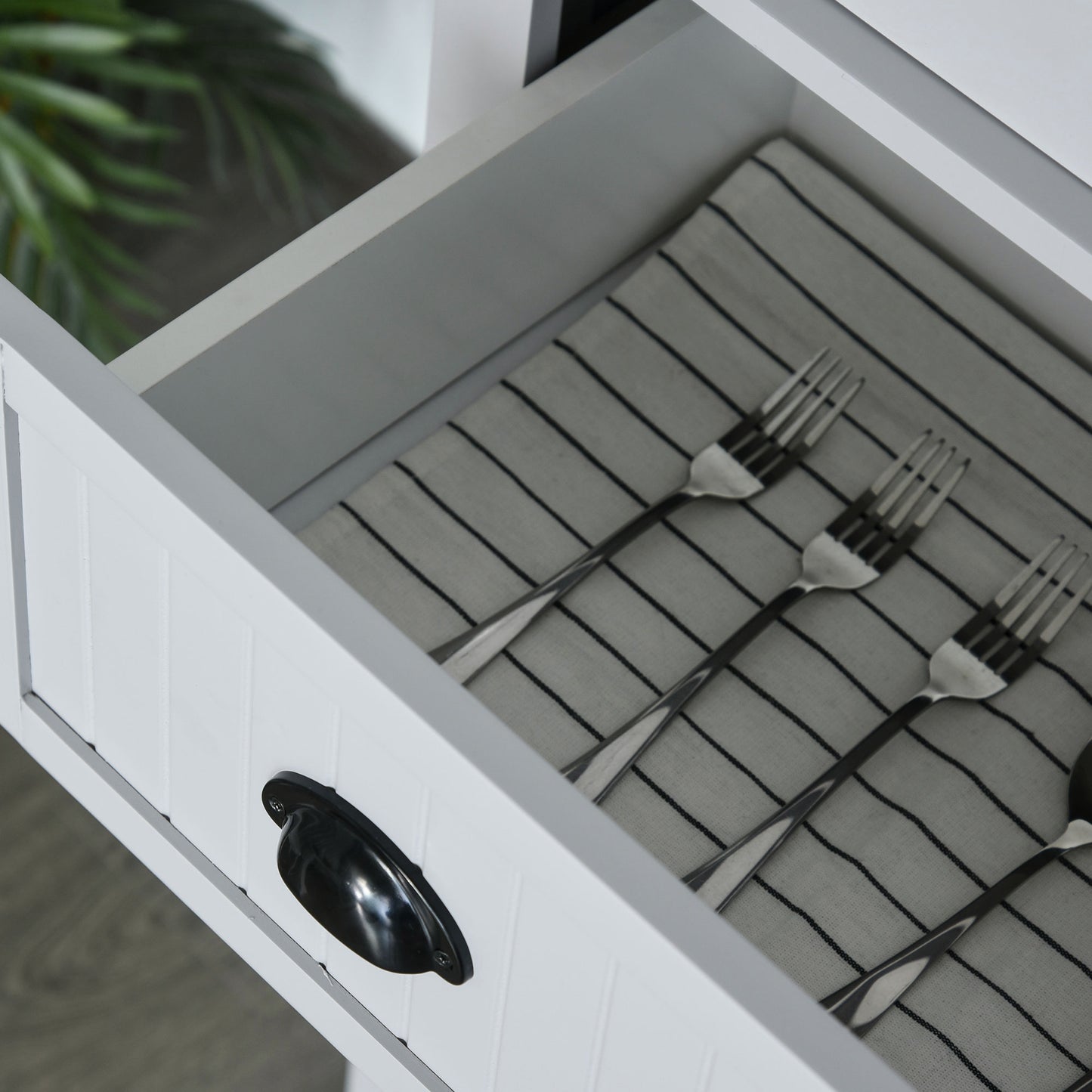 Freestanding Kitchen Storage Cabinet with Drawers and Shelves, Grey