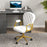 Height Adjustable Home Office Chair, Button Tufted Computer Chair with Padded Armrests and Tilt Function, Cream White