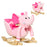 2 In 1 Plush Baby Ride on Rocking Horse Elephant Rocker with Wheels Wooden Toy for Kids 32 Songs (Pink)