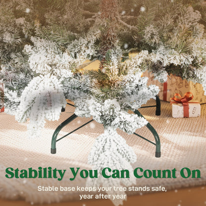 7ft Christmas Tree with Flocked Realistic Tips, Hinged Xmas Tree