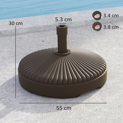 Garden Parasol Base, 28kg Sand Filled, 23kg Water Filled, Brown