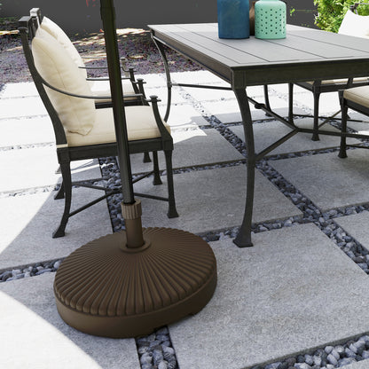 Garden Parasol Base, 28kg Sand Filled, 23kg Water Filled, Brown