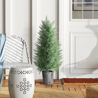 Set of 2 Artificial Cypress Trees with PE Leaves for Indoor Outdoor