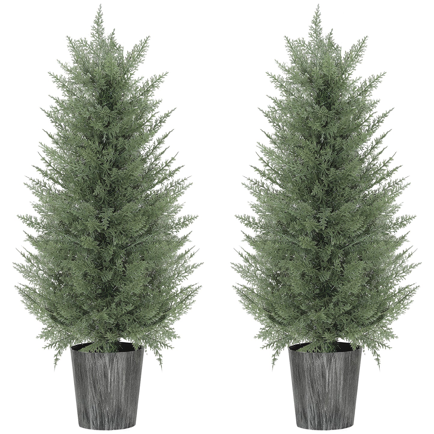Set of 2 Artificial Cypress Trees with PE Leaves for Indoor Outdoor