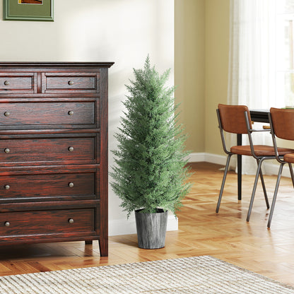 Set of 2 Artificial Cypress Trees with PE Leaves for Indoor Outdoor