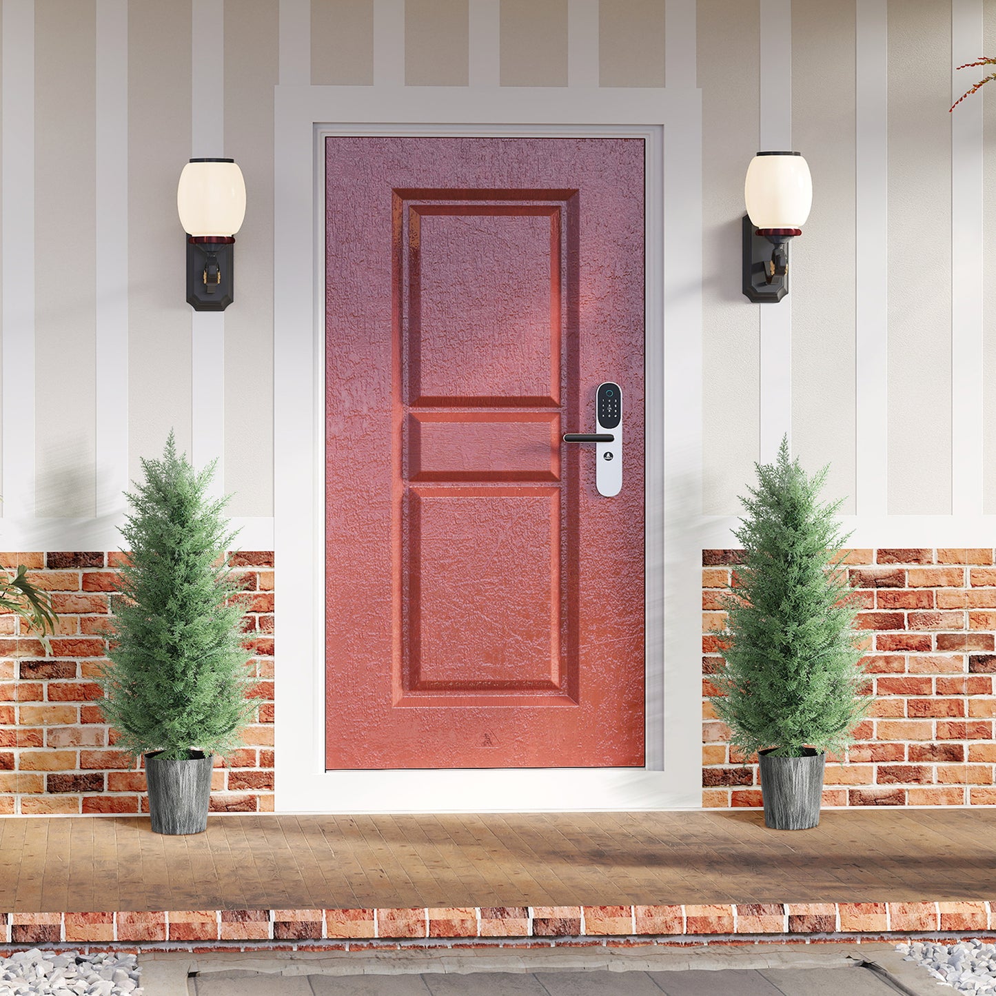 Set of 2 Artificial Cypress Trees with PE Leaves for Indoor Outdoor