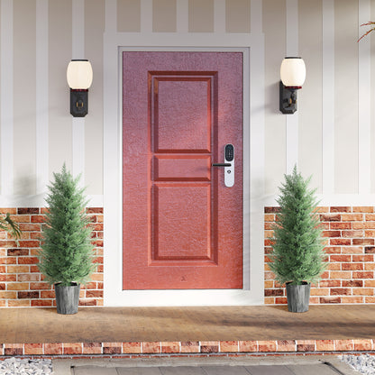 Set of 2 Artificial Cypress Trees with PE Leaves for Indoor Outdoor