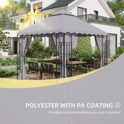 3 x 3 (m) Gazebo Canopy Replacement Covers, 2-Tier Gazebo Roof Replacement (TOP ONLY), Grey