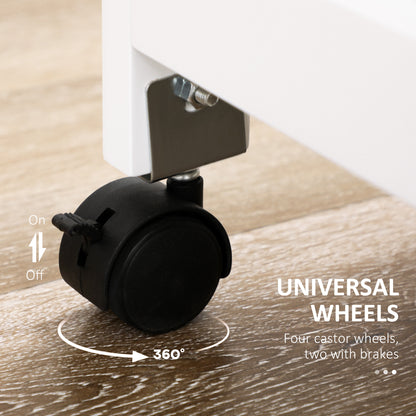 Kitchen Trolley Utility Cart W/ Wheel Wine Rack Open Shelf and Cabinet