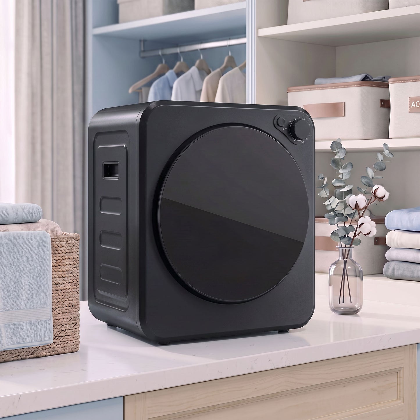 4kg Front Load Laundry Dryer with 2 Power Modes, Black