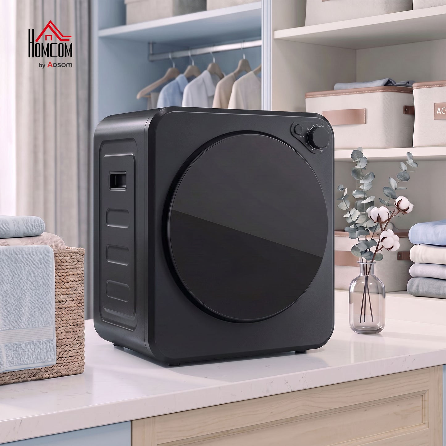 4kg Front Load Laundry Dryer with 2 Power Modes, Black