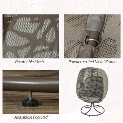 Foldable Egg Chair with Cushions, Indoor Outdoor Swivel Lounger, Sand