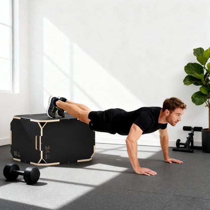 Non-Slip Plyo Box, Corner-free Wooden Jump Box, 41 x 61 x 51 cm