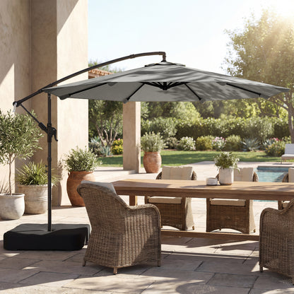 3 m Garden Cantilever Parasol with Sandbag, 360 Degree Rotation