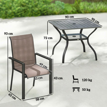 5 Pieces Outdoor Dining Set for 4, Grey and Khaki