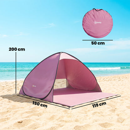Pop up Beach Tent, UV 50+ Sun Shelter with Carry Bag, Pink