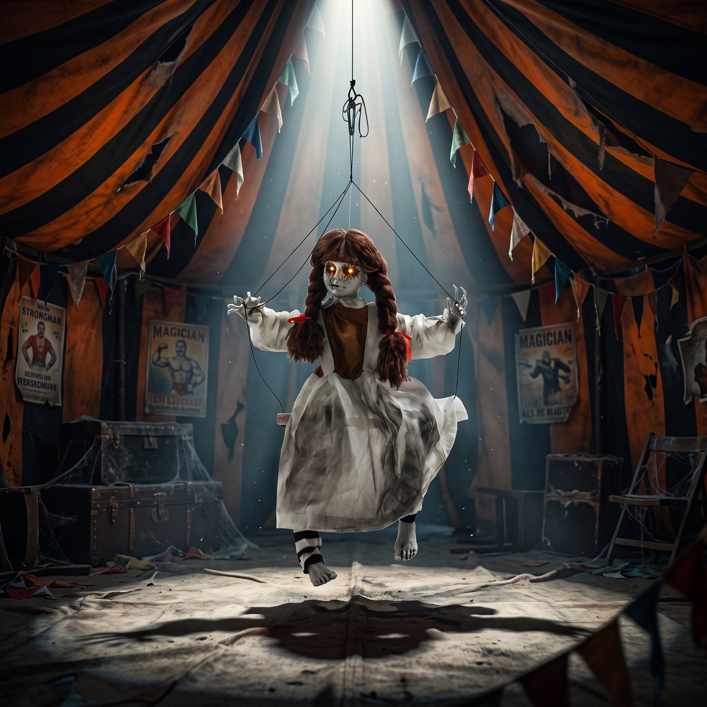 Halloween Animated Hanging Creepy Girl on Swing Decoration