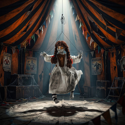 Halloween Animated Hanging Creepy Girl on Swing Decoration