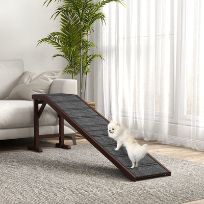 Pet Ramp for Dogs Cats with Non-Slip Carpet for Bed Sofa, Brown