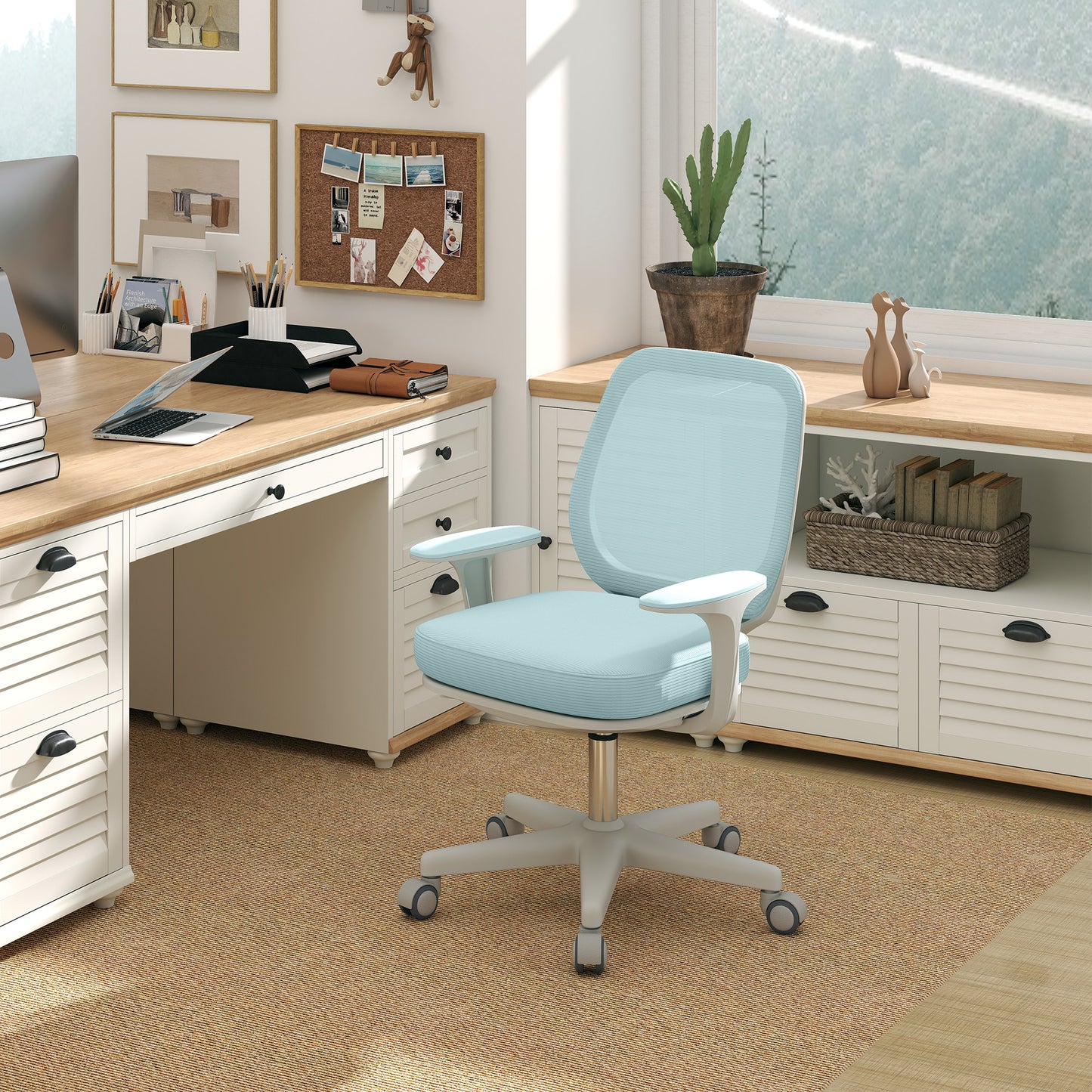 Vinsetto Office Chair, Breathable Mesh Swivel Desk Chair with Adjustable Height for Home Office, Study, Light Green