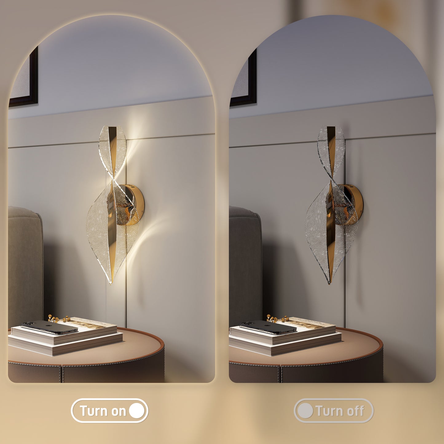 Led Wall Lamp 2 Pack, Modern Indoor Spiral Wall Light, Gold