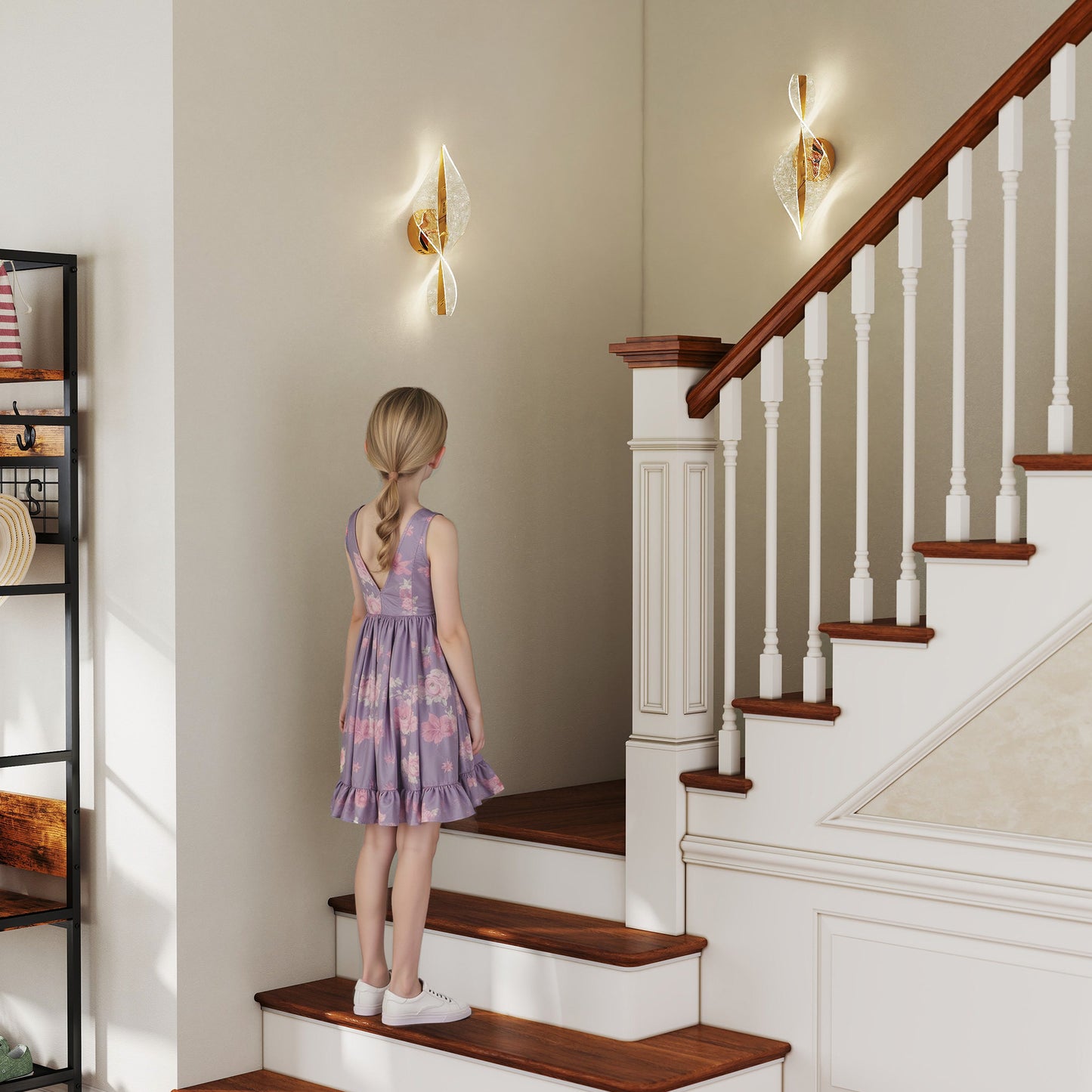 Led Wall Lamp 2 Pack, Modern Indoor Spiral Wall Light, Gold