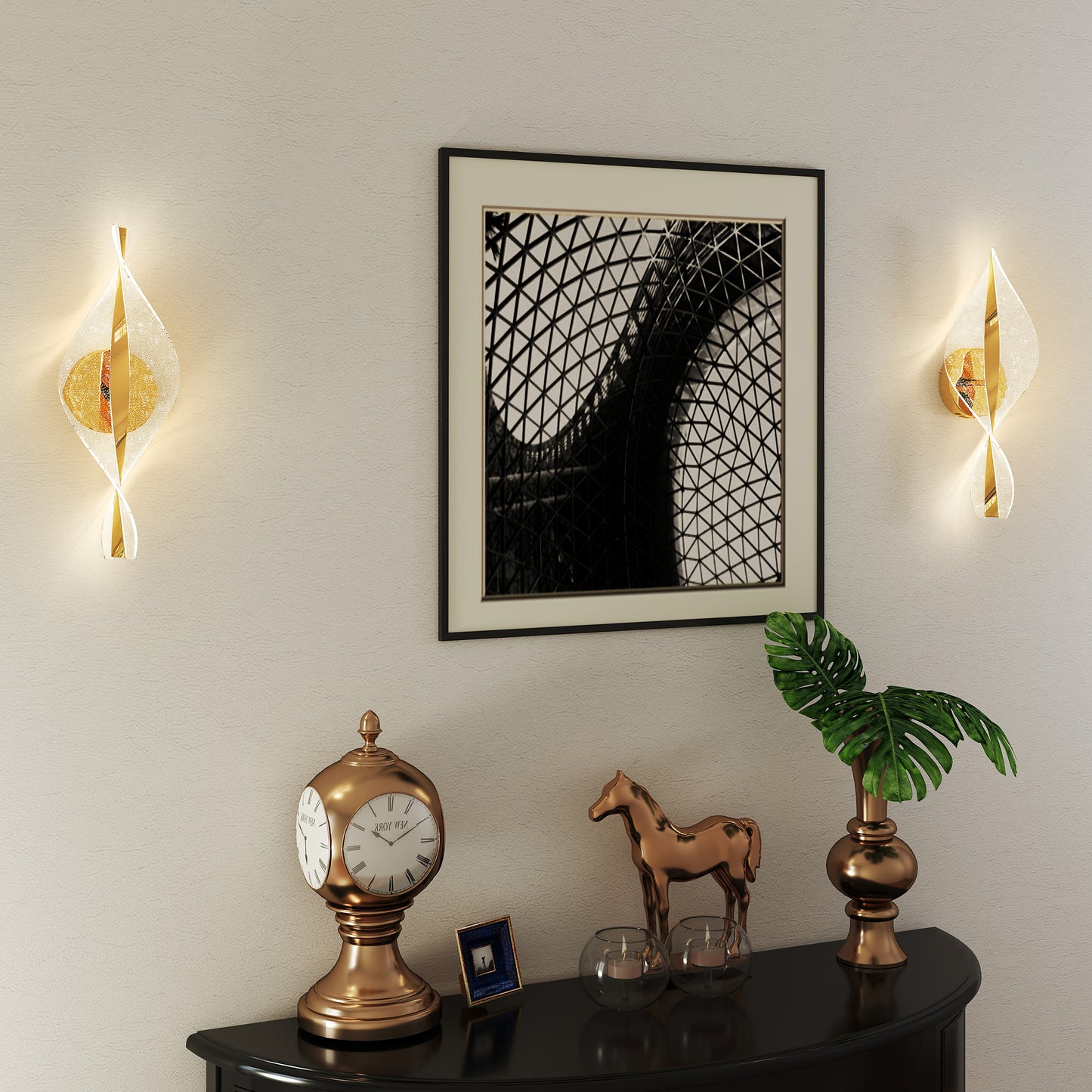 Led Wall Lamp 2 Pack, Modern Indoor Spiral Wall Light, Gold