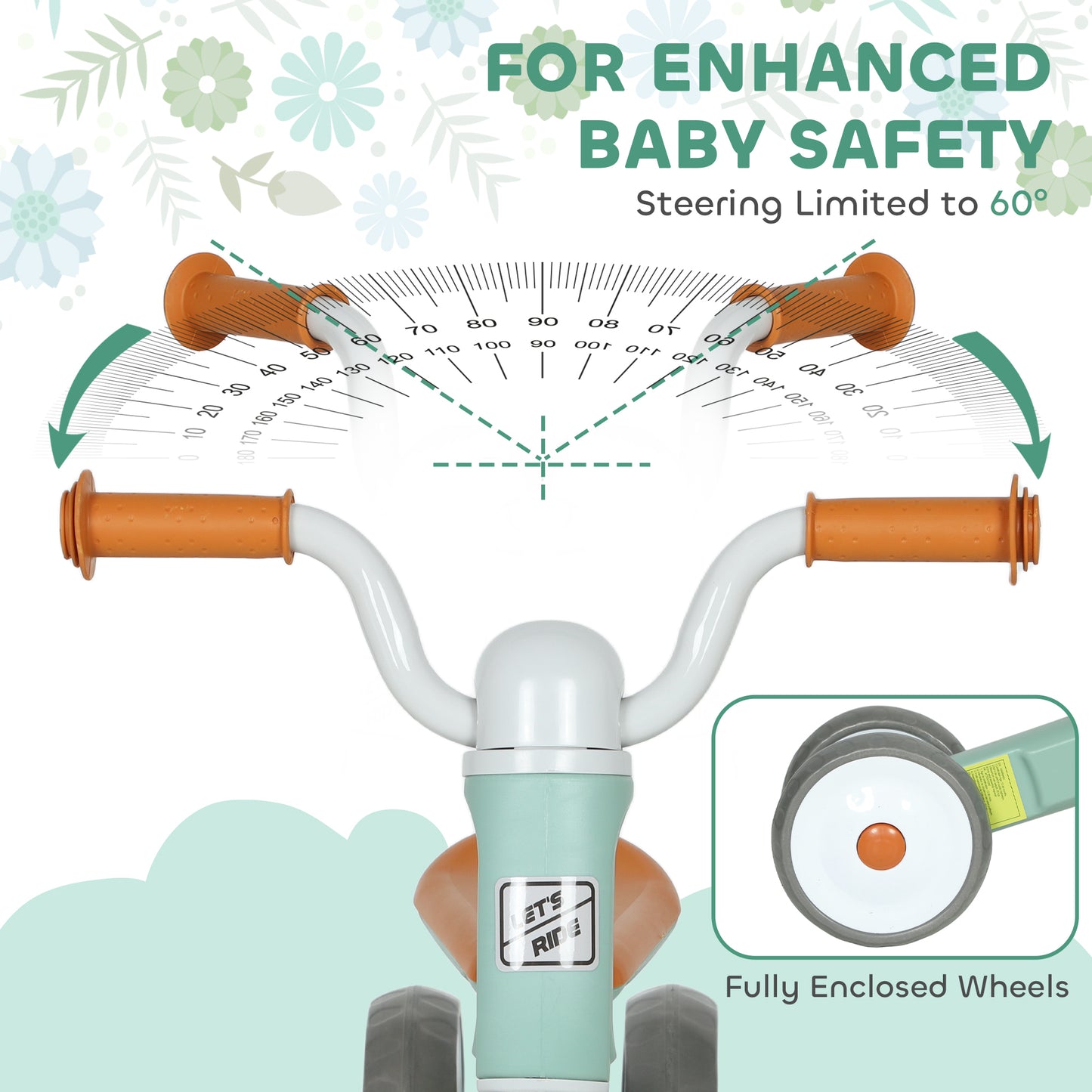 Baby Balance Bike for 1-3 Years Boys Girls, Toddler Balance Bike with No Pedal, 3 Silence Wheels, Safe Limited Steer, for Indoor Outdoor Riding, Green