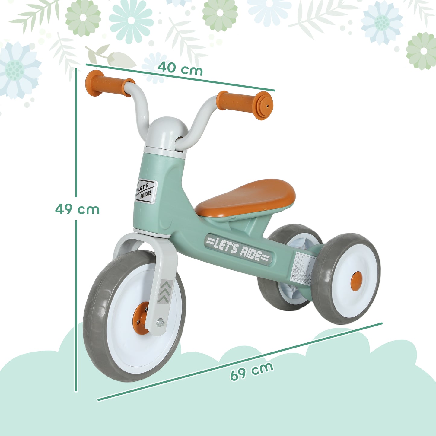 Baby Balance Bike for 1-3 Years Boys Girls, Toddler Balance Bike with No Pedal, 3 Silence Wheels, Safe Limited Steer, for Indoor Outdoor Riding, Green