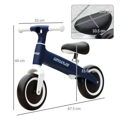 Baby Balance Bike, Children Bike w/ Adjustable Seat, Wide Wheels - Blue