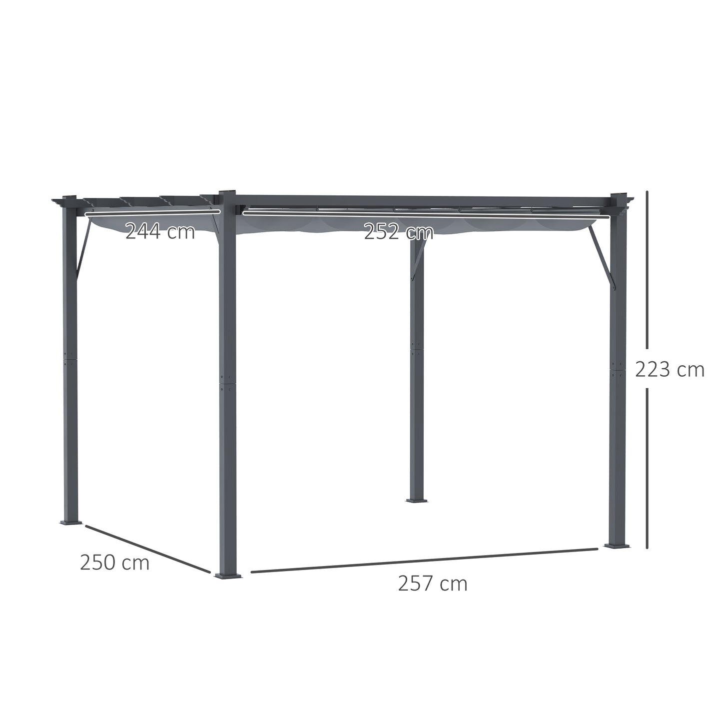 3x3(m) Pergola Gazebo Sun Shade Shelter Aluminium Garden Canopy, Grey